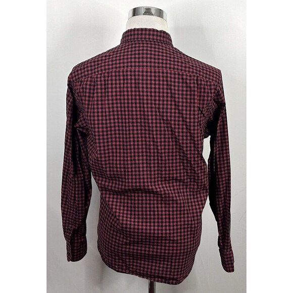 J Crew Medium Button Down Shirt Red Black Plaid 100% Cotton Casual Regular Fit - Picture 5 of 5
